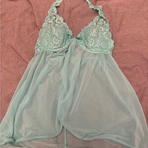 La Senza Lace Halter Babydoll in Light Blue